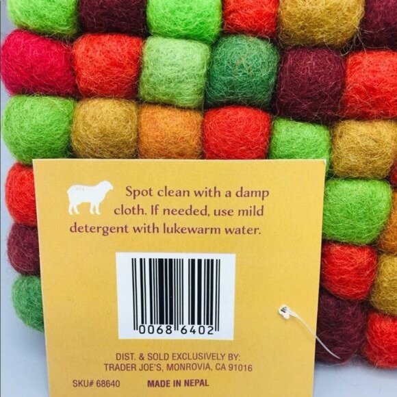 Trader Joe’s 2020 Holiday Wool Trivet Handcrafted Felted Wool in Nepal - Picture 7 of 7
